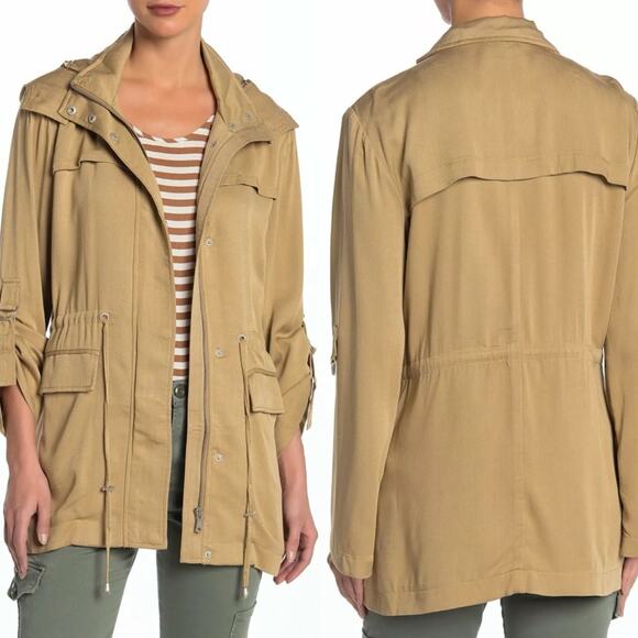 NWT Avec Les Filles Hooded Lyocell Utility Anorak Lemongrass Large $180 - Picture 1 of 10